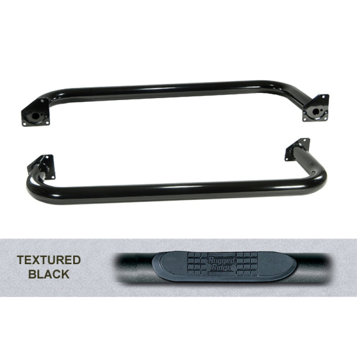 Rugged Ridge 3-In Round Side Step Black 97-06TJ - Bull Strap