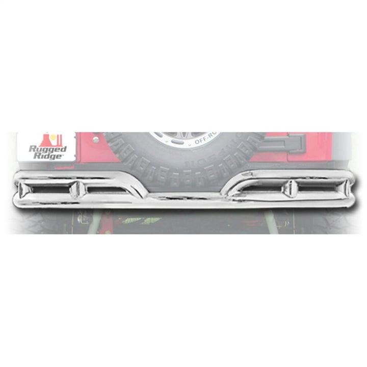 Rugged Ridge 3in Double Rear Tube Bumper 07-18 Jeep Wrangler - Bull Strap