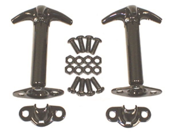 Rugged Ridge 41-95 Jeep CJ / Jeep Wrangler Black Hood Catch Kit - Bull Strap