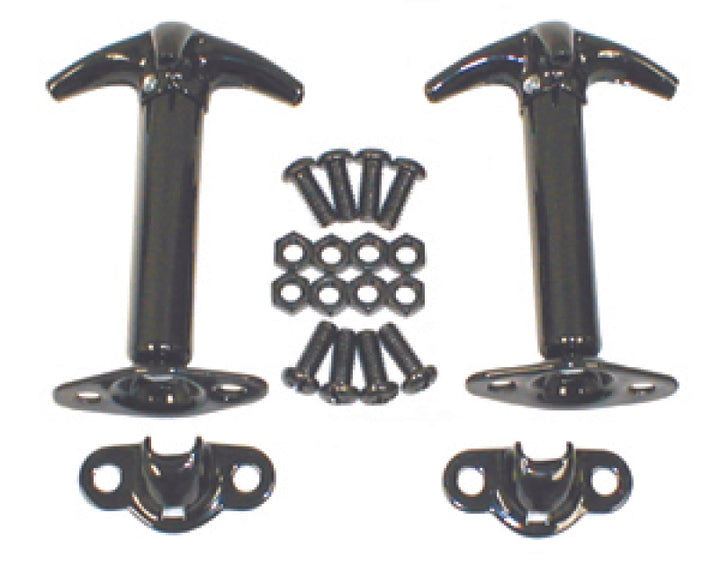 Rugged Ridge 41-95 Jeep CJ / Jeep Wrangler Black Hood Catch Kit - Bull Strap