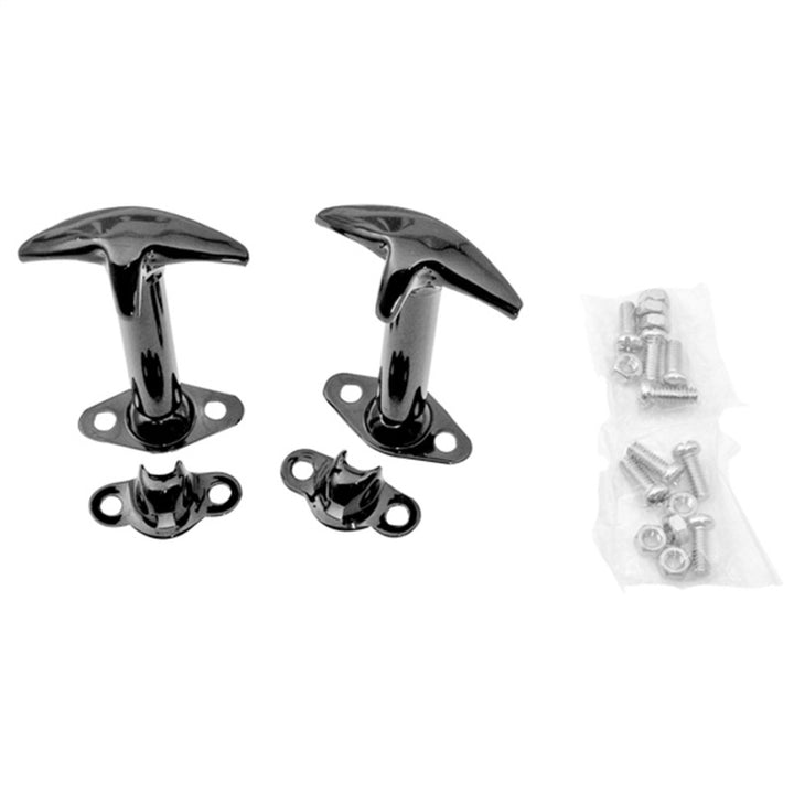 Rugged Ridge 41-95 Jeep CJ / Jeep Wrangler Black Hood Catch Kit - Bull Strap