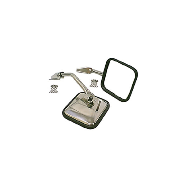 Rugged Ridge 55-86 Jeep CJ Stainless Steel Side Mirror Kit - Bull Strap