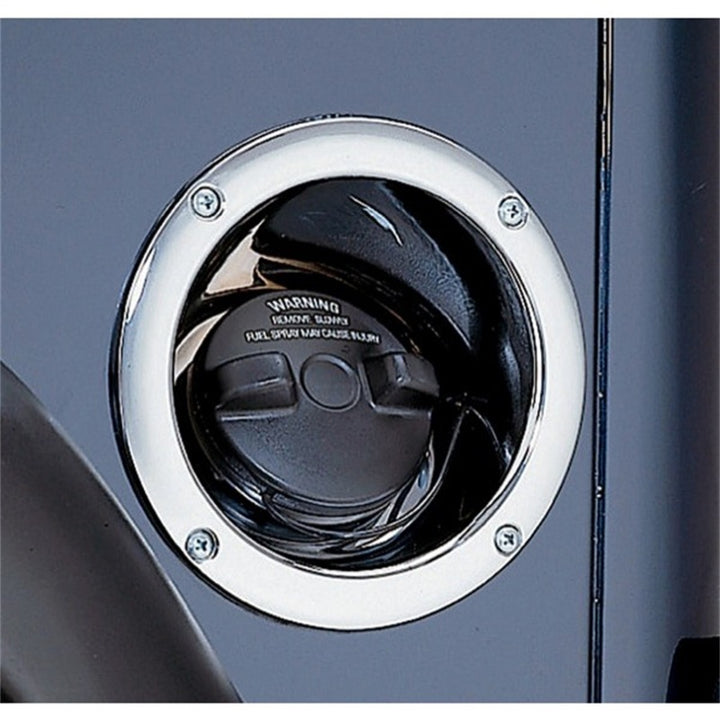 Rugged Ridge 97-06 Jeep Wrangler Chrome Gas Tank Filler Bezel - Bull Strap