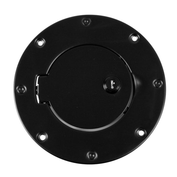 Rugged Ridge 97-06 Jeep Wrangler TJ Black Locking Gas Cap Door - Bull Strap