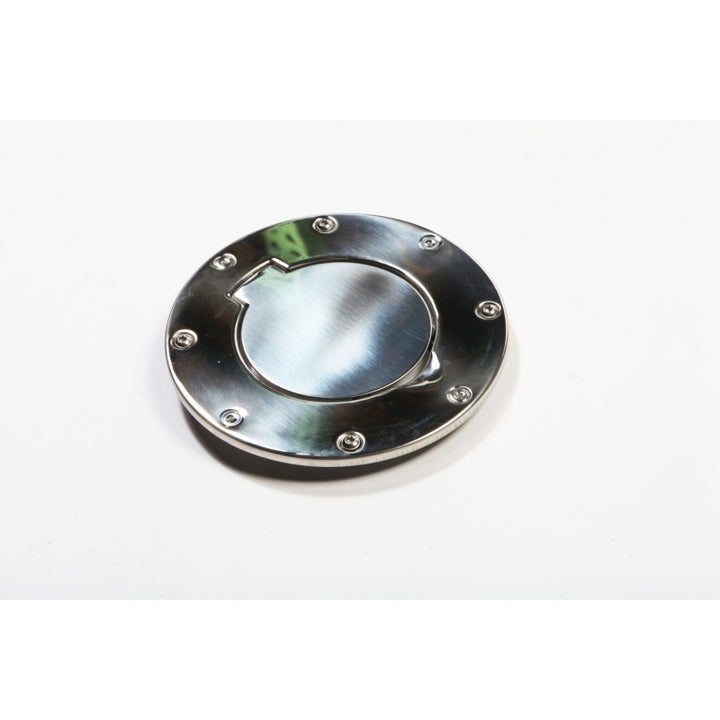 Rugged Ridge 97-06 Jeep Wrangler TJ Stainless Steel Non-Locking Gas Cap Door - Bull Strap