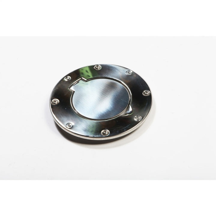 Rugged Ridge 97-06 Jeep Wrangler TJ Stainless Steel Non-Locking Gas Cap Door - Bull Strap