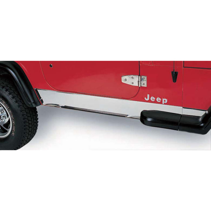 Rugged Ridge 97-06 Jeep Wrangler TJ Stainless Steel Rocker Panel Cover - Bull Strap