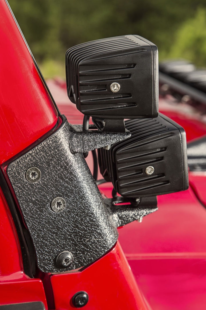 Rugged Ridge 97-06 Jeep Wrangler TJ Textured Black Dual A-Pillar Light Mount - Bull Strap