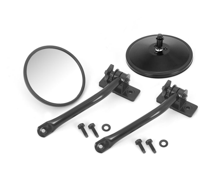 Rugged Ridge 97-18 Jeep Wrangler Black Round Quick Release Mirror - Bull Strap