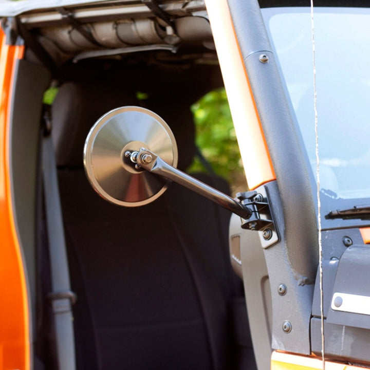 Rugged Ridge 97-18 Jeep Wrangler Black Round Quick Release Mirror - Bull Strap