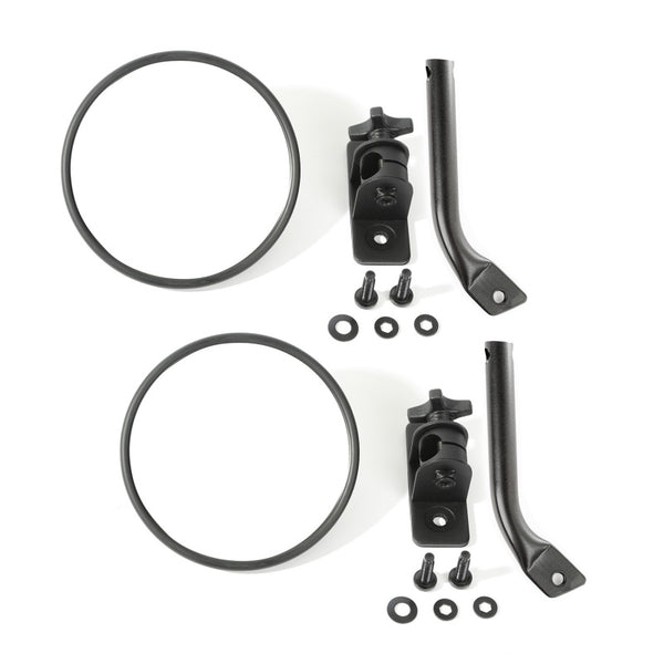 Rugged Ridge 97-18 Jeep Wrangler Textured Black Round Stubby Trail Mirror Kit - Bull Strap