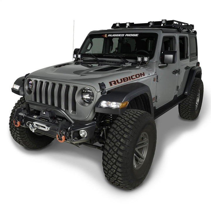Rugged Ridge Arcus Front Bumper Tube Overrider Black 18-20 Jeep Wrangler JL - Bull Strap