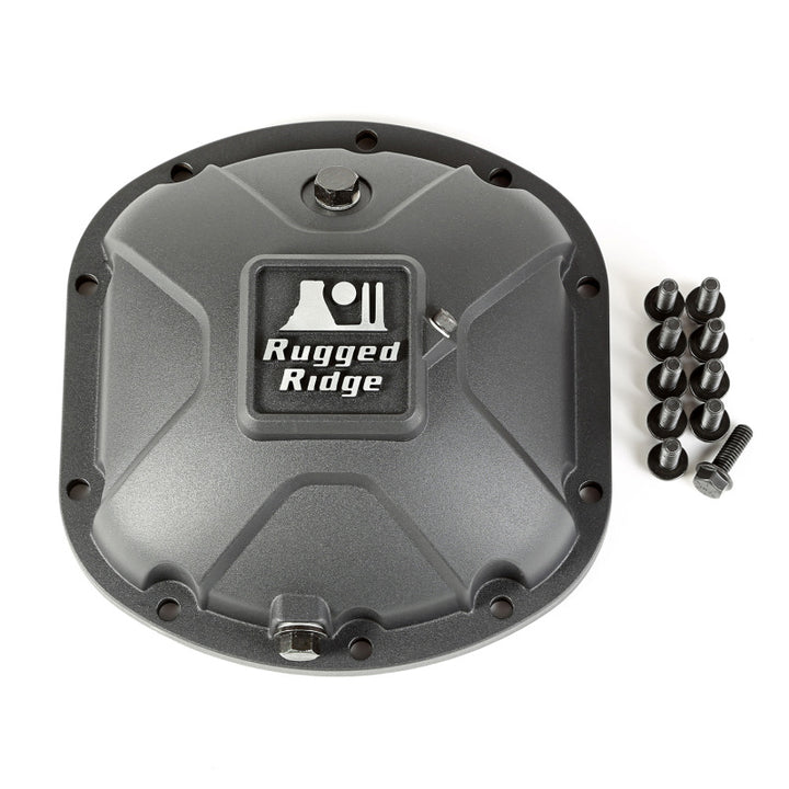 Rugged Ridge Boulder Aluminum Differential Cover Dana 30 Black - Bull Strap