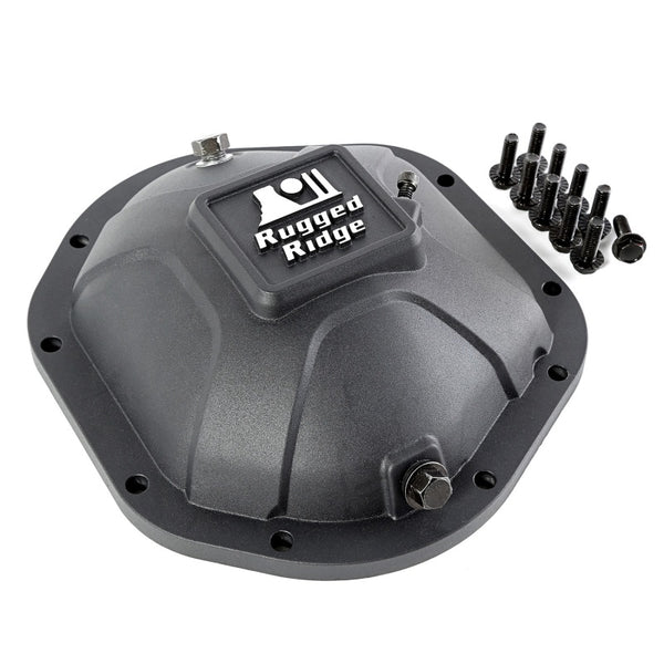 Rugged Ridge Boulder Aluminum Differential Cover Dana 44 Black - Bull Strap