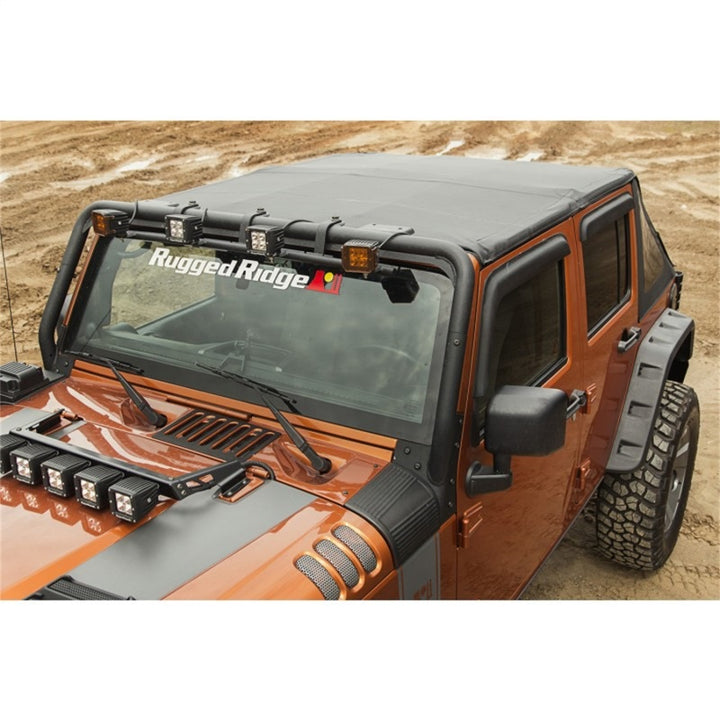 Rugged Ridge Bowless Soft Top Black Diamond 4-Door 07-18 Jeep Wrangler JK - Bull Strap