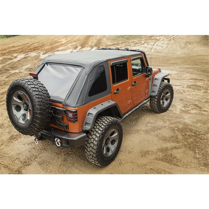 Rugged Ridge Bowless Soft Top Black Diamond 4-Door 07-18 Jeep Wrangler JK - Bull Strap