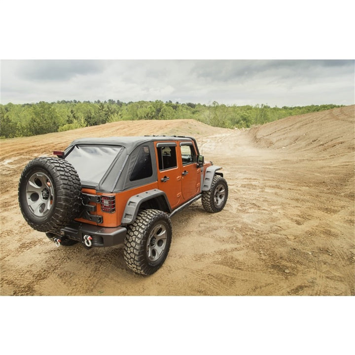 Rugged Ridge Bowless Soft Top Black Diamond 4-Door 07-18 Jeep Wrangler JK - Bull Strap