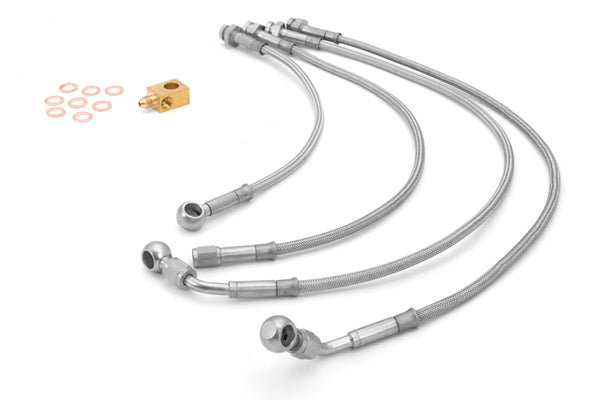 Rugged Ridge Brake Hose Kit Braided Stainless 07-18 Jeep Wrangler - Bull Strap