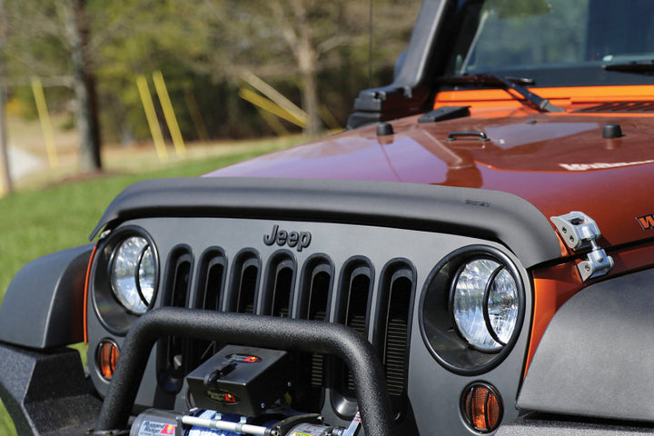 Rugged Ridge Bug Deflector Matte Black 07-18 Jeep Wrangler - Bull Strap