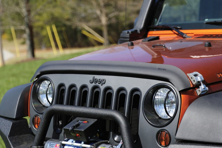 Rugged Ridge Bug Deflector Matte Black 07-18 Jeep Wrangler - Bull Strap