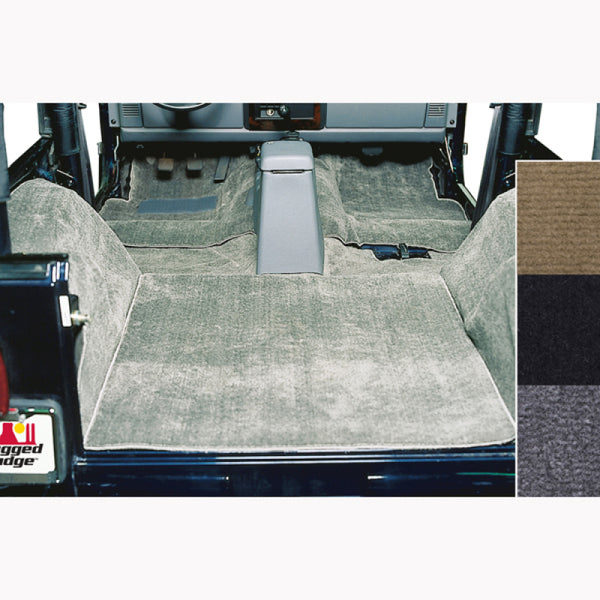Rugged Ridge Deluxe Carpet Kit Gray 76-95 Jeep CJ / Jeep Wrangler Models - Bull Strap
