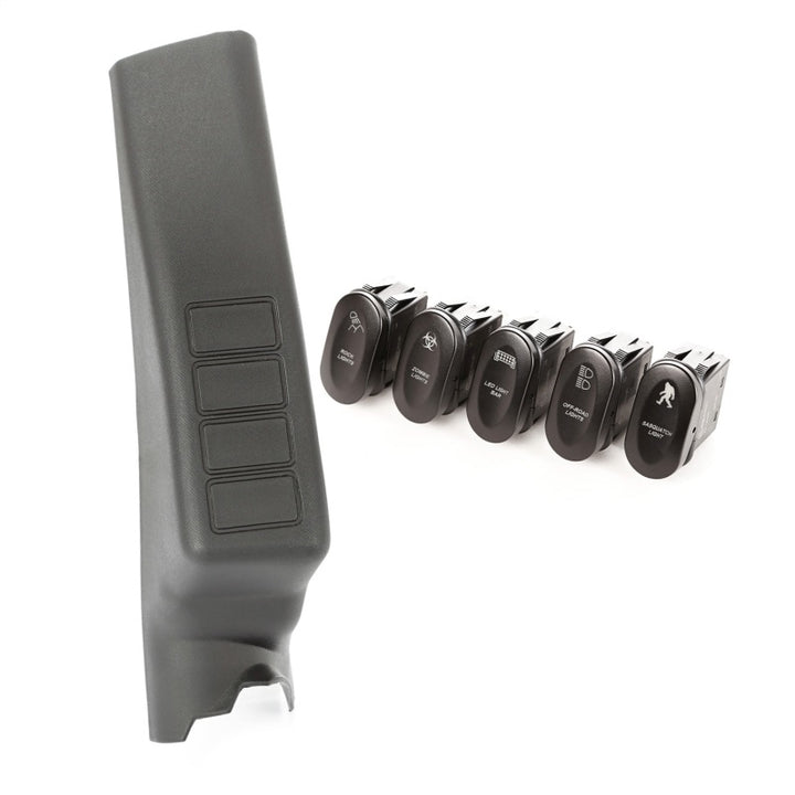 Rugged Ridge Etched A-Pillar 4 Switch Pod Kit LHD 11-18 JK - Bull Strap