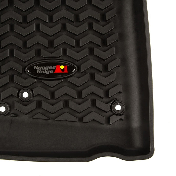 Rugged Ridge Floor Liner Front Black 2007-2018 Jeep Wrangler Unlimited JK 4 Dr - Bull Strap