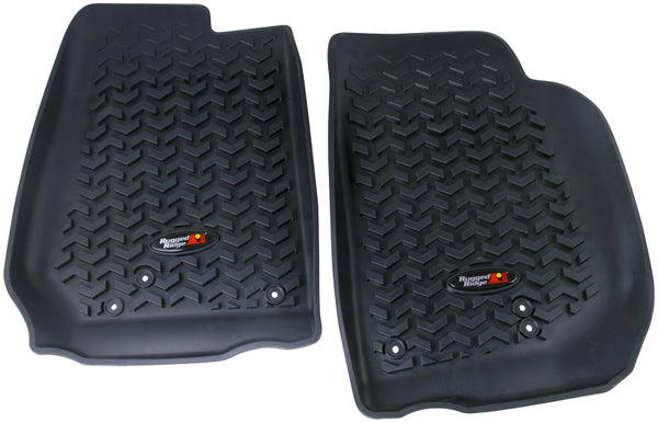 Rugged Ridge Floor Liner Front Black 2007-2018 Jeep Wrangler Unlimited JK 4 Dr - Bull Strap