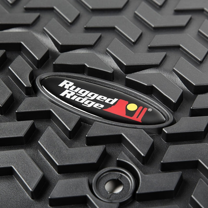 Rugged Ridge Floor Liner Front Black 2007-2018 Jeep Wrangler Unlimited JK 4 Dr - Bull Strap