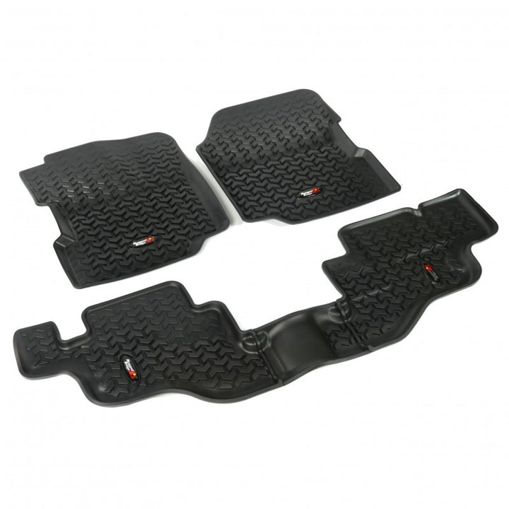 Rugged Ridge Floor Liner Front/Rear Black 1976-1986 Jeep CJ-7 / Jeep Wrangler 87-95 / YJ - Bull Strap
