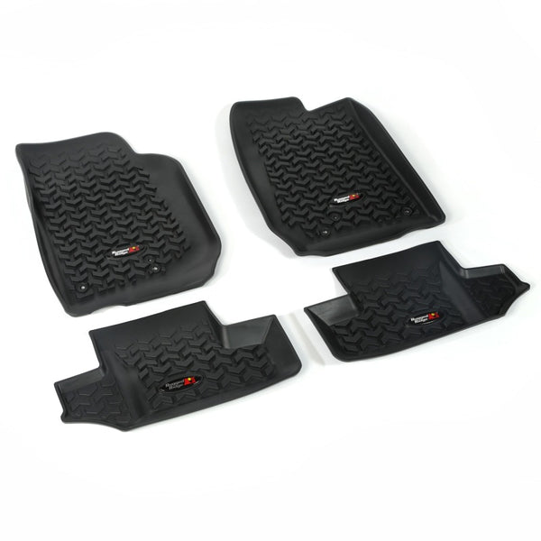 Rugged Ridge Floor Liner Front/Rear Black 2007-2018 Jeep Wrangler JK 2 Dr - Bull Strap