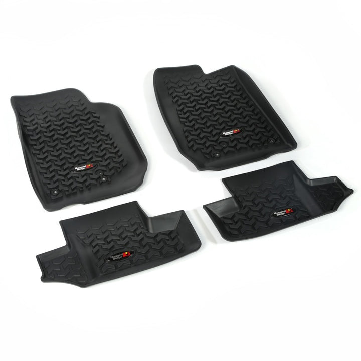 Rugged Ridge Floor Liner Front/Rear Black 2007-2018 Jeep Wrangler JK 2 Dr - Bull Strap