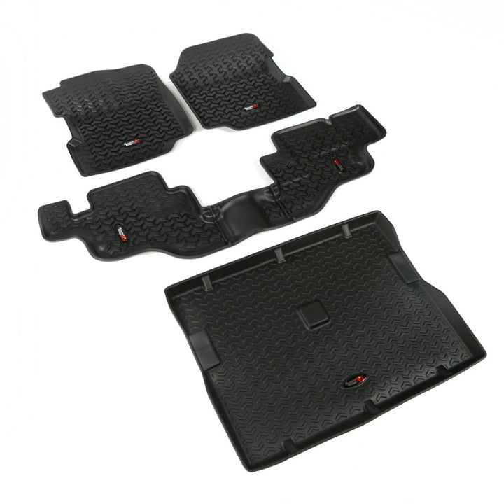 Rugged Ridge Floor Liner Front/Rear/Cargo Black 1976-1995 Jeep Wrangler / CJ - Bull Strap