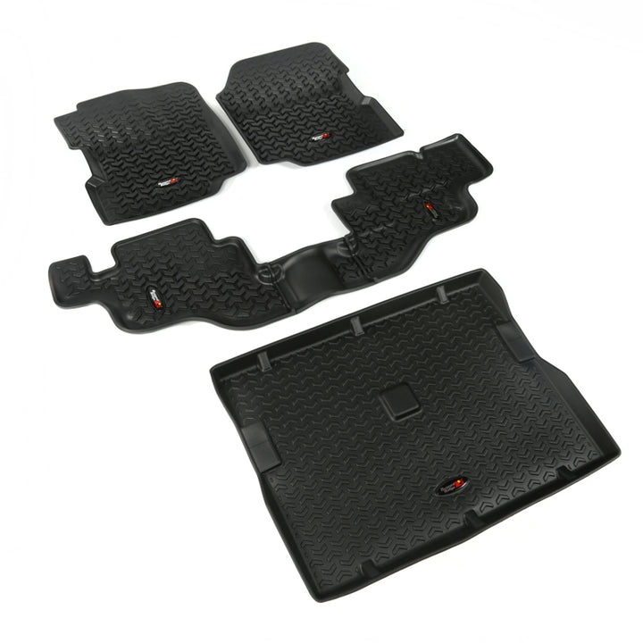 Rugged Ridge Floor Liner Front/Rear/Cargo Black 1976-1995 Jeep Wrangler / CJ - Bull Strap