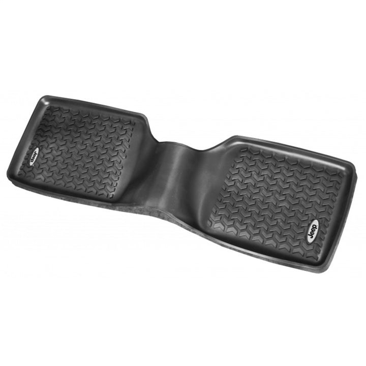 Rugged Ridge Floor Liner Rear Black 1984-2001 Jeep Logo Cherokee XJ - Bull Strap