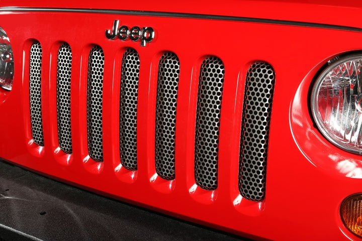 Rugged Ridge Grille Insert Satin Stainless 07-18 Jeep Wrangler - Bull Strap