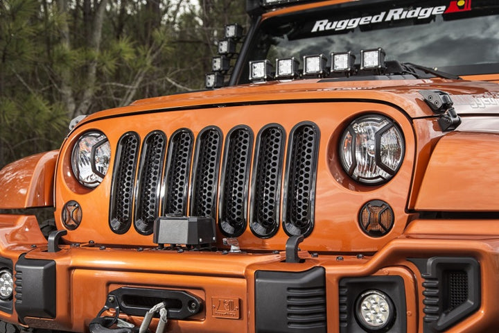 Rugged Ridge Grille Inserts Perforated 07-18 Jeep Wrangler - Bull Strap