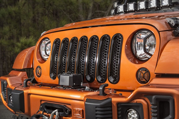 Rugged Ridge Grille Inserts Perforated 07-18 Jeep Wrangler - Bull Strap
