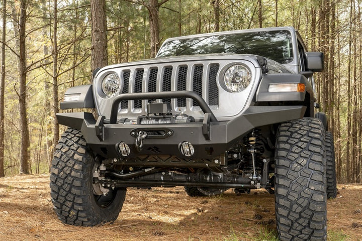 Rugged Ridge HD Bumper Full Width Front 07-18 Jeep Wrangler JK 18-20 Jeep Wrangler JL 2020 JT - Bull Strap