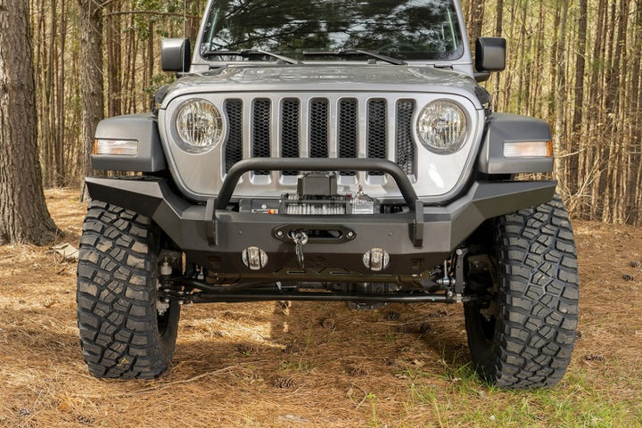 Rugged Ridge HD Bumper Full Width Front 07-18 Jeep Wrangler JK 18-20 Jeep Wrangler JL 2020 JT - Bull Strap