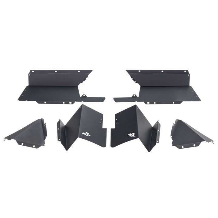 Rugged Ridge Inner Fender Liners Rear Aluminum Black 20-21 Jeep Gladiator JT - Bull Strap
