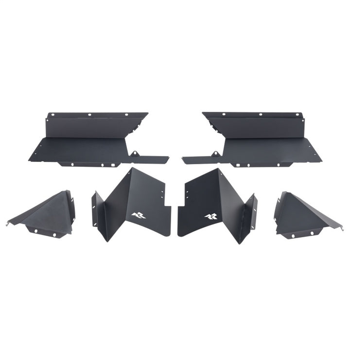 Rugged Ridge Inner Fender Liners Rear Aluminum Black 20-21 Jeep Gladiator JT - Bull Strap
