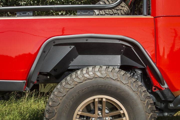 Rugged Ridge Inner Fender Liners Rear Aluminum Black 20-21 Jeep Gladiator JT - Bull Strap
