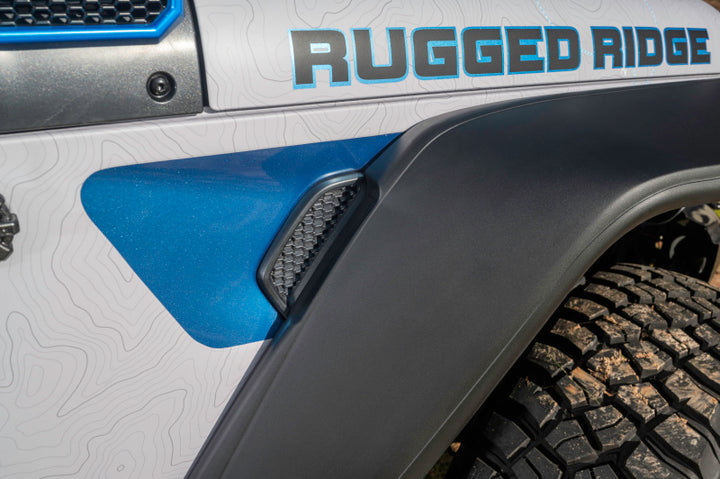 Rugged Ridge Max Terrain Fender Flare Set F & R 18-22 Jeep Wrangler JL - Bull Strap