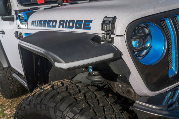 Rugged Ridge Max Terrain Fender Flare Set F & R 18-22 Jeep Wrangler JL - Bull Strap