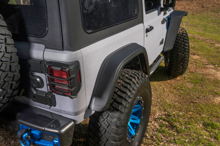 Rugged Ridge Max Terrain Fender Flare Set F & R 18-22 Jeep Wrangler JL - Bull Strap