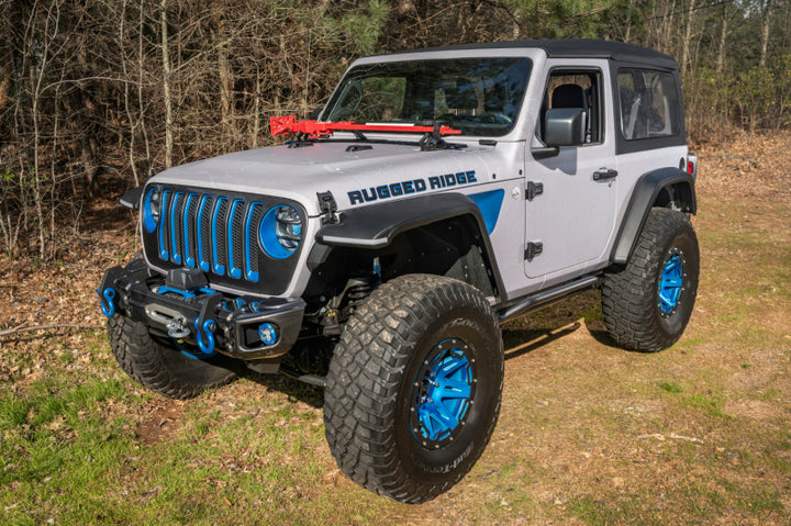 Rugged Ridge Max Terrain Fender Flare Set F & R 18-22 Jeep Wrangler JL - Bull Strap