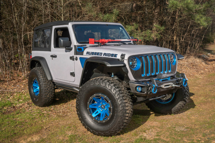 Rugged Ridge Max Terrain Fender Flare Set F & R 18-22 Jeep Wrangler JL - Bull Strap