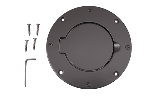 Rugged Ridge Non-Locking Gas Cap Door Black 97-06 Jeep Wrangler - Bull Strap