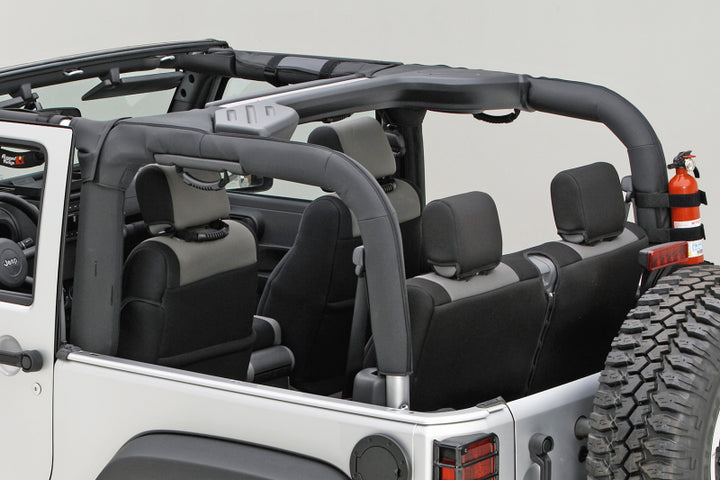 Rugged Ridge Roll Bar Cover Black Polyester 07-18 Jeep Wrangler JK - Bull Strap